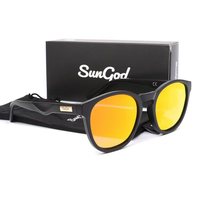 SUNGOD MIRAS Blue Mirror Sunglasses Men's Polarized Lens Glasses Retro Fashion Square Men's Sunglasses Sport S01: with box