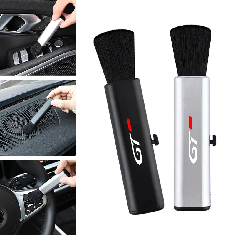 Car Retractable Cleaning Brush Air Outlet Cleaning Soft Brush For Peugeot GT GTLine RCZ 307 308 508 3008 5008 2008 206 207 208