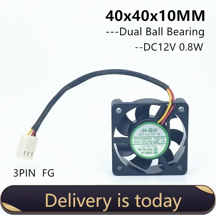 4010 40MM Dual Ball Bearing Fan DC 12V 0.8W 4CM 40x40x10mm Fan For South and North Bridge Chip 3D Print Cooling Fan 3pin FG