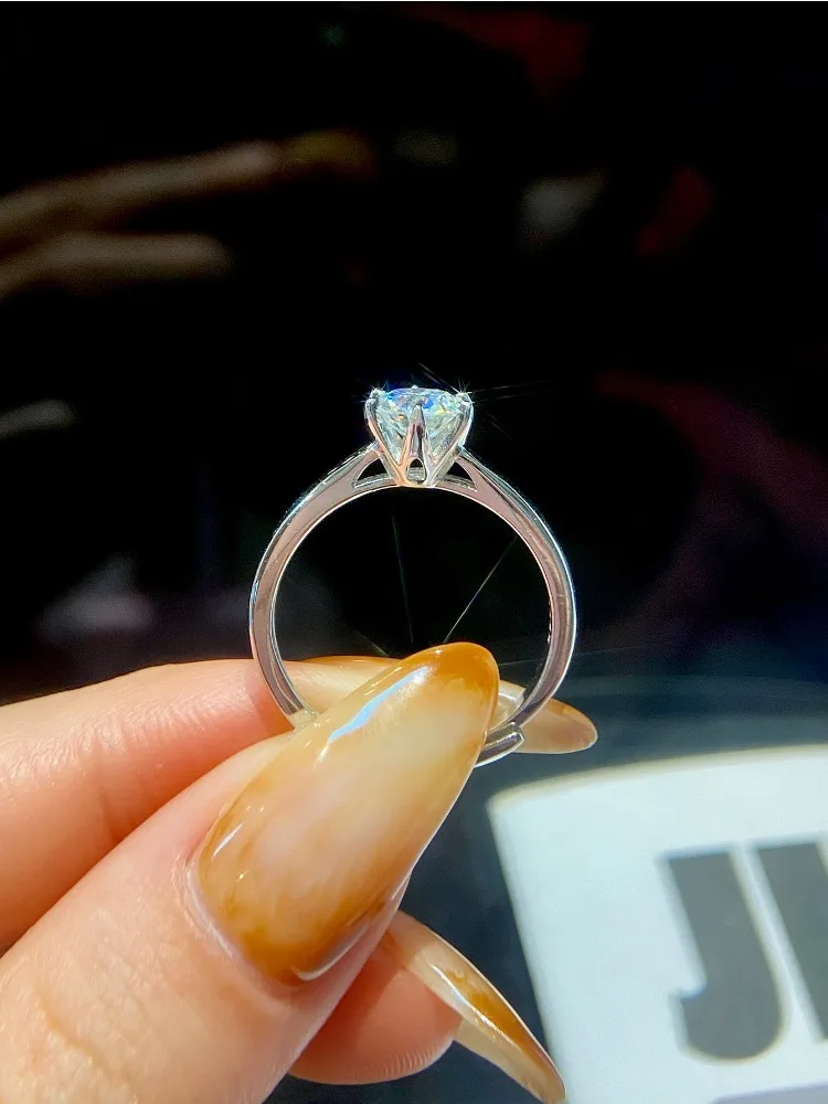 Glänzender 0,5-1ct Echter Moissanit-Diamant-Verlobungsring für Damen, Hochzeitsringe, Modischer Luxus-Schmuck – Detail 2