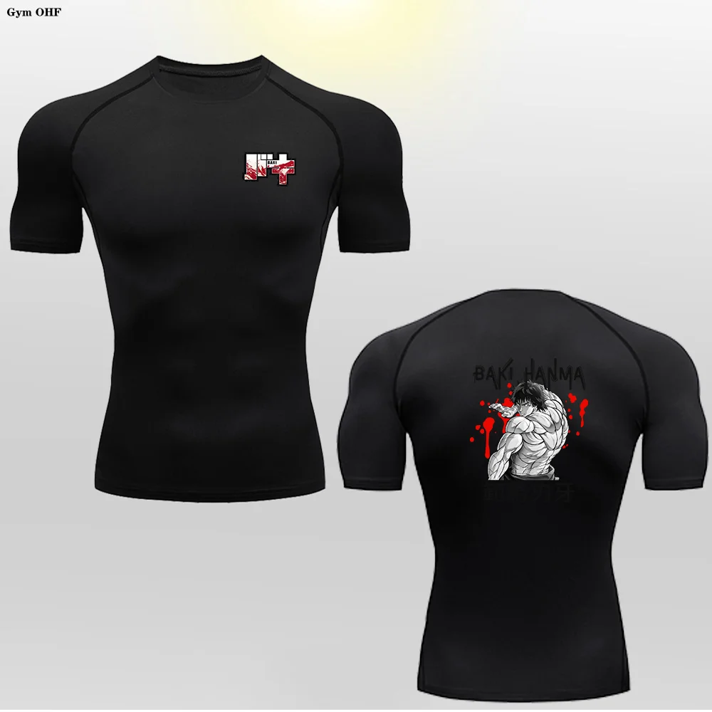 

Baki Hanma Men's Anime Printed Theme T-shirt Short Sleeve Tight Clothing Fitness Jujitsu Workout GYM MMA Training Sweatshirt Top