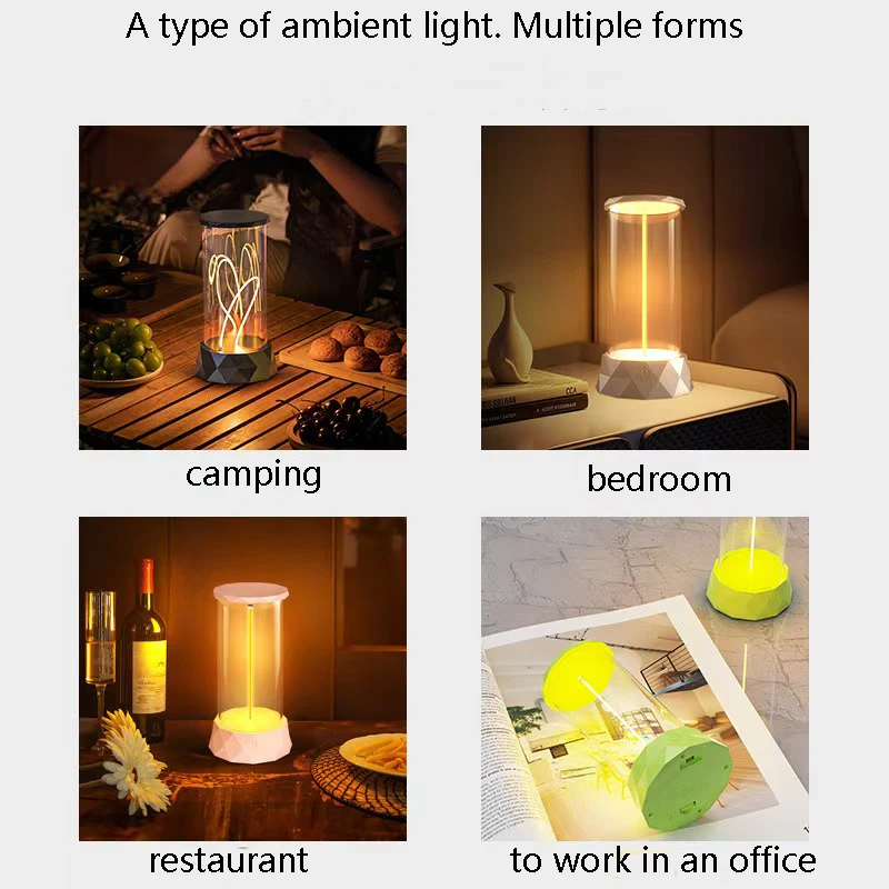 Room Decor LED Night Light Rechargeable High-end Atmosphere Desk Lamp Bedroom Bedside Camping Portable Light