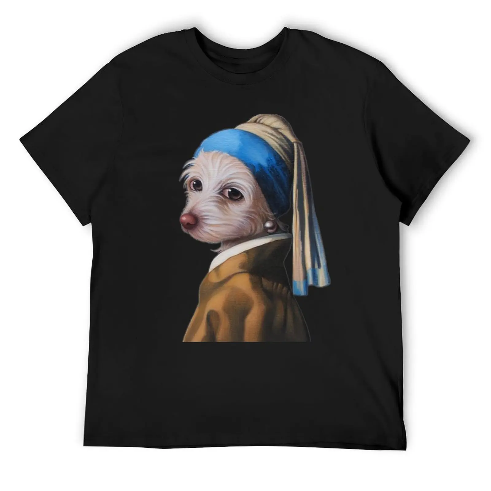 The Dog with the Pearl Earring (silhouette) T-Shirt blue lock customs blanks graphic t shirt vintage outfits for men