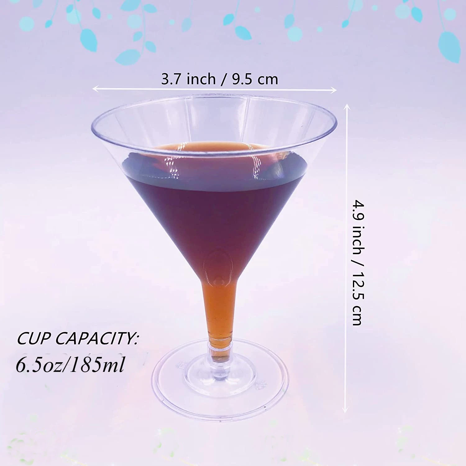 54 Plastic Martini Glasses- 6.5 oz Disposable Plastic Cup Plastic Dessert Cocktail Cup for Appetizer Dessert Mousse for Wedding