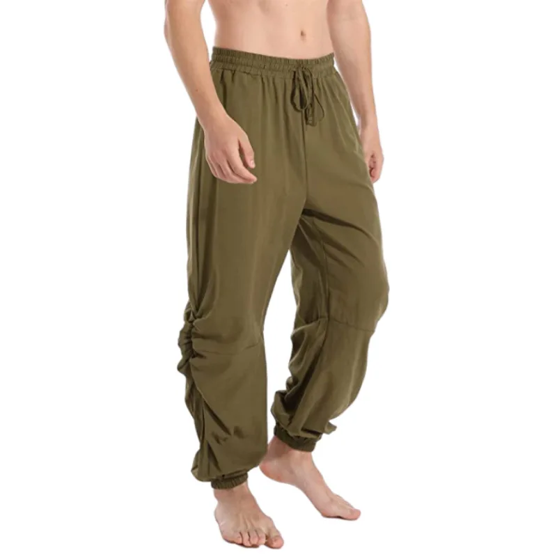 Men Casual Harem Pants Elastic Waist Loose Cotton Linen Breathable Pocket Trousers Sports Workout Gym Sweatpants Streetwear 3XL