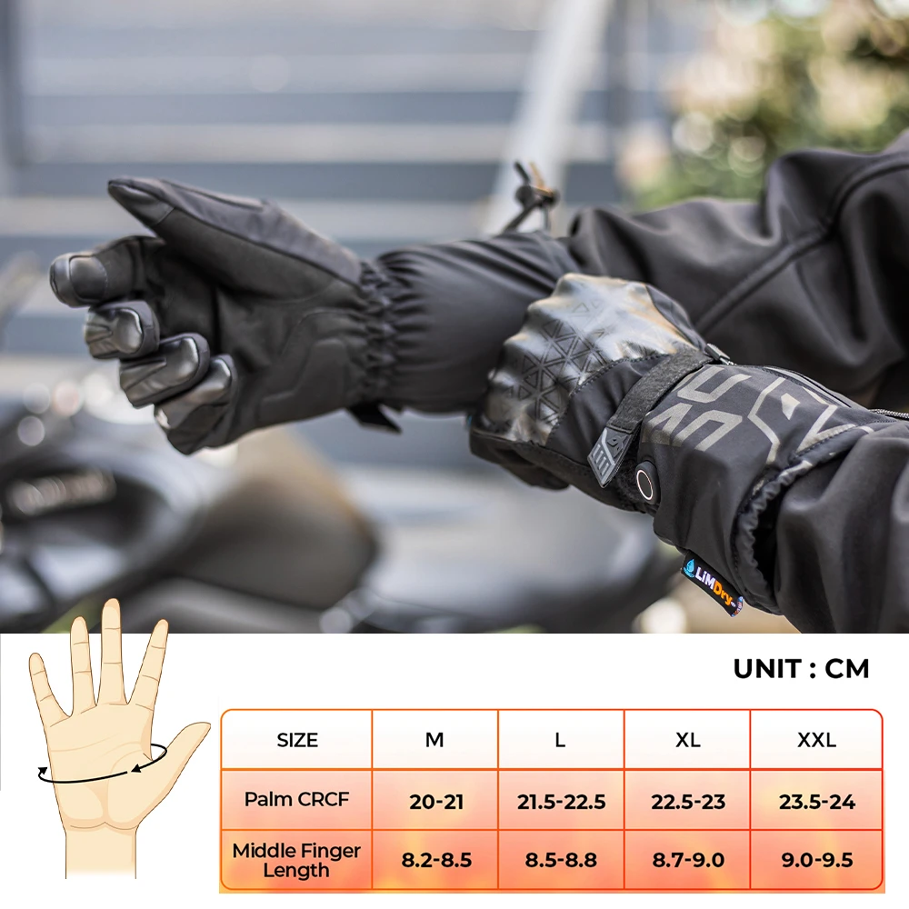 KEMiMOTO Winter Heated Motorcycle Gloves Touch Screen Outdoor Camping Motorcycle Gloves Battery Powered Waterproof Motorbike