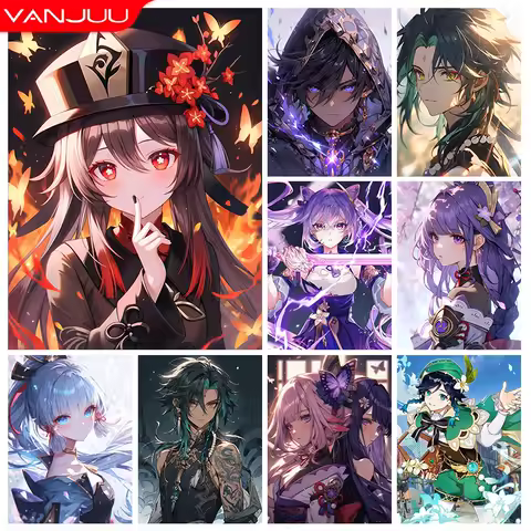 Genshin Impact Xiao 5D DIY Diamond Painting Kit Hu Tao Diamond Embroidery Yae Miko Full Diamond Mosaic Art Decoration Picture