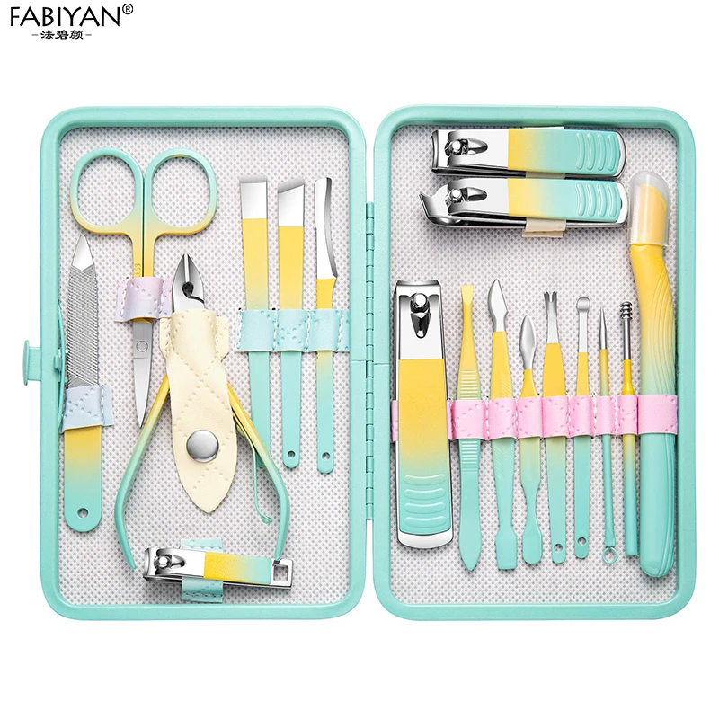 Set di forbici per Pedicure per tagliaunghie in acciaio inossidabile sfumato strumenti per Manicure tronchesi per cuticole Kit tagliaunghie 7/10/12/18 pezzi