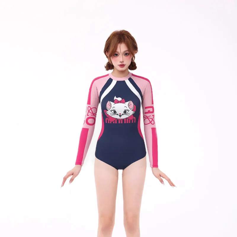 Lolita Girls One Piece Long Sleeved Swimsuit for Women Printed Diving Suit Snorkeling Suit Summer Beach Swimwear Bathing Suit