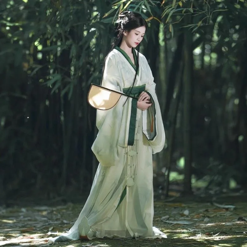 

Hanfu 2025 New Large-Volume Warring States Robe Ancient Costume Wei and Suit Recovery Straight Waist Style Cold