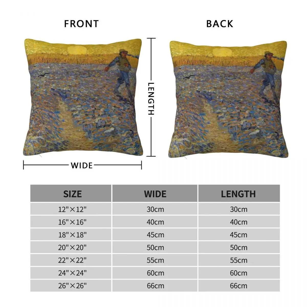 Sun Yellow Sower Square Pillowcase Polyester Linen Velvet Creative Zip Decor Sofa Seater Cushion Cover