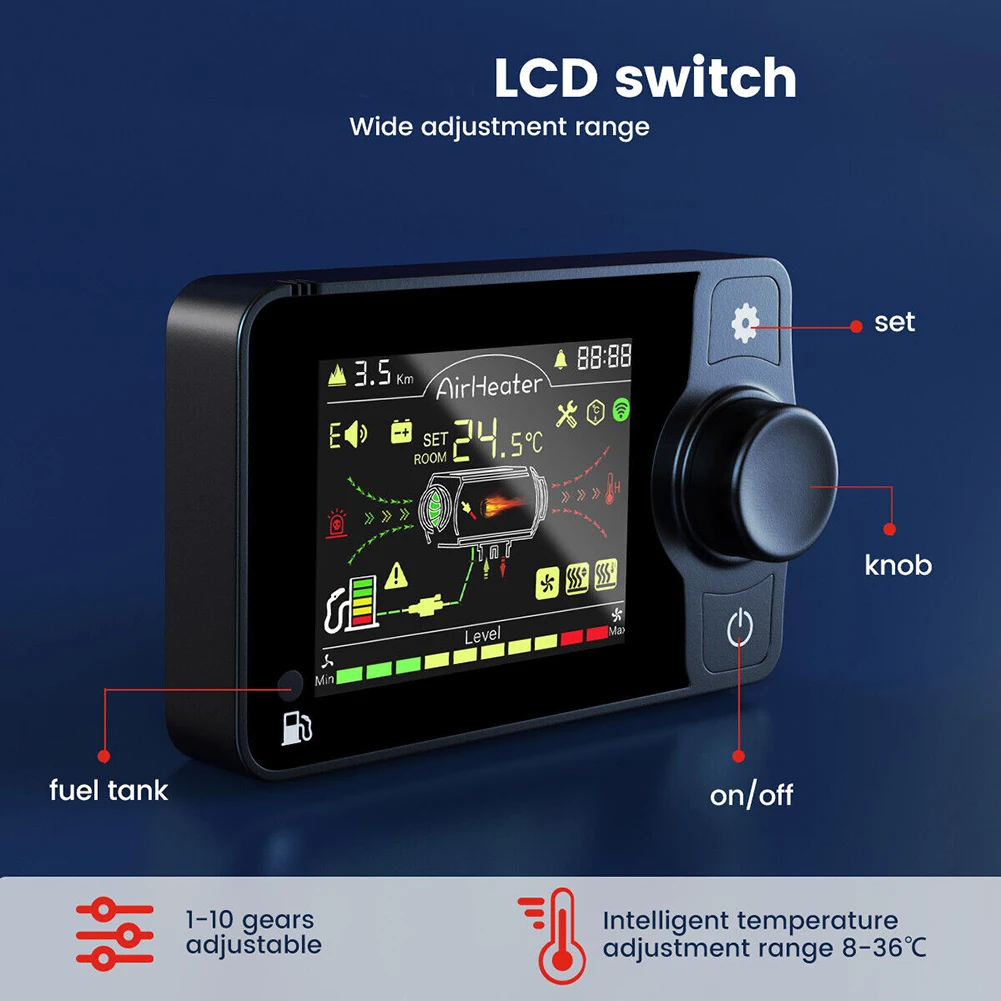 Calefator diesel com interruptor do LCD, controlador do estacionamento, controlo a distância, substituição direta, acessórios do carro, os mais