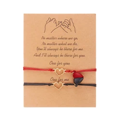 2Pcs/Set Fashion Magnetic Heart Couple Bracelet For Women Men Adjustable Woven Charm Bracelet Matching Jewelry Best Friend Gift