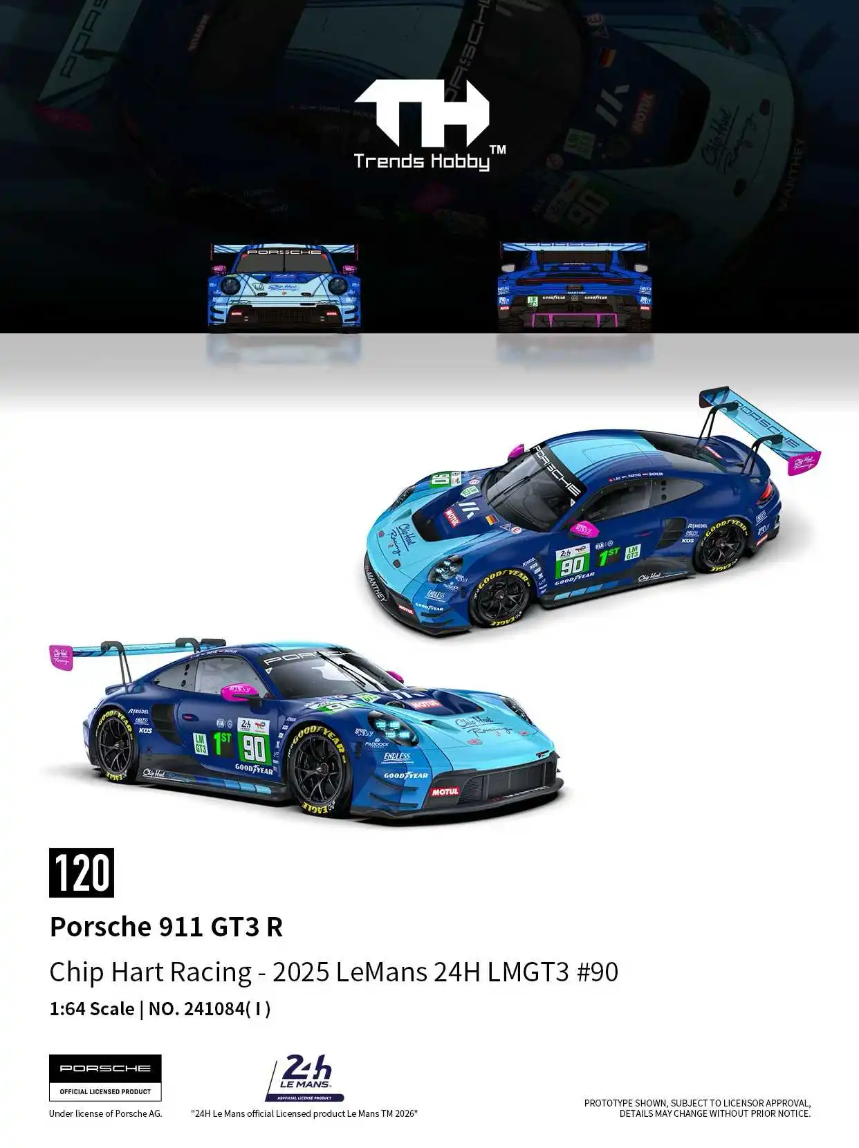 TH 1/64 포르쉐 911 GT3 R 르망 24시간 2025 람보르기니 우라칸 GT3 EVO2 DTM 자동차 합금 다이캐스트 금속 모형 어린이 장난감 남자아이용 썸네일 4