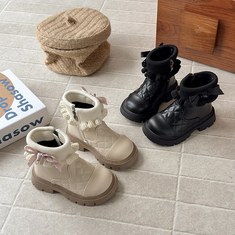 2025 Autumn Winter New Children Short Boots for Girls Fashion Korean Style Soft Bottom Anti-slippery Versatile Princess Shoes