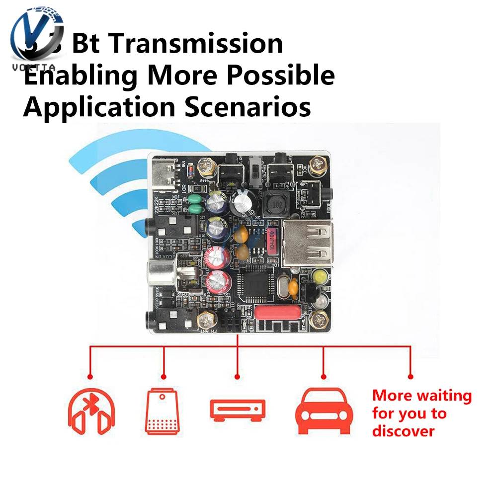 DC5V ضياع مرحبا فاي 5.3 BT استقبال الصوت USB محوري فك لاعب مكبر للصوت راديو TDA2822 + AC6931 رقاقة مزدوجة APP التحكم عن بعد