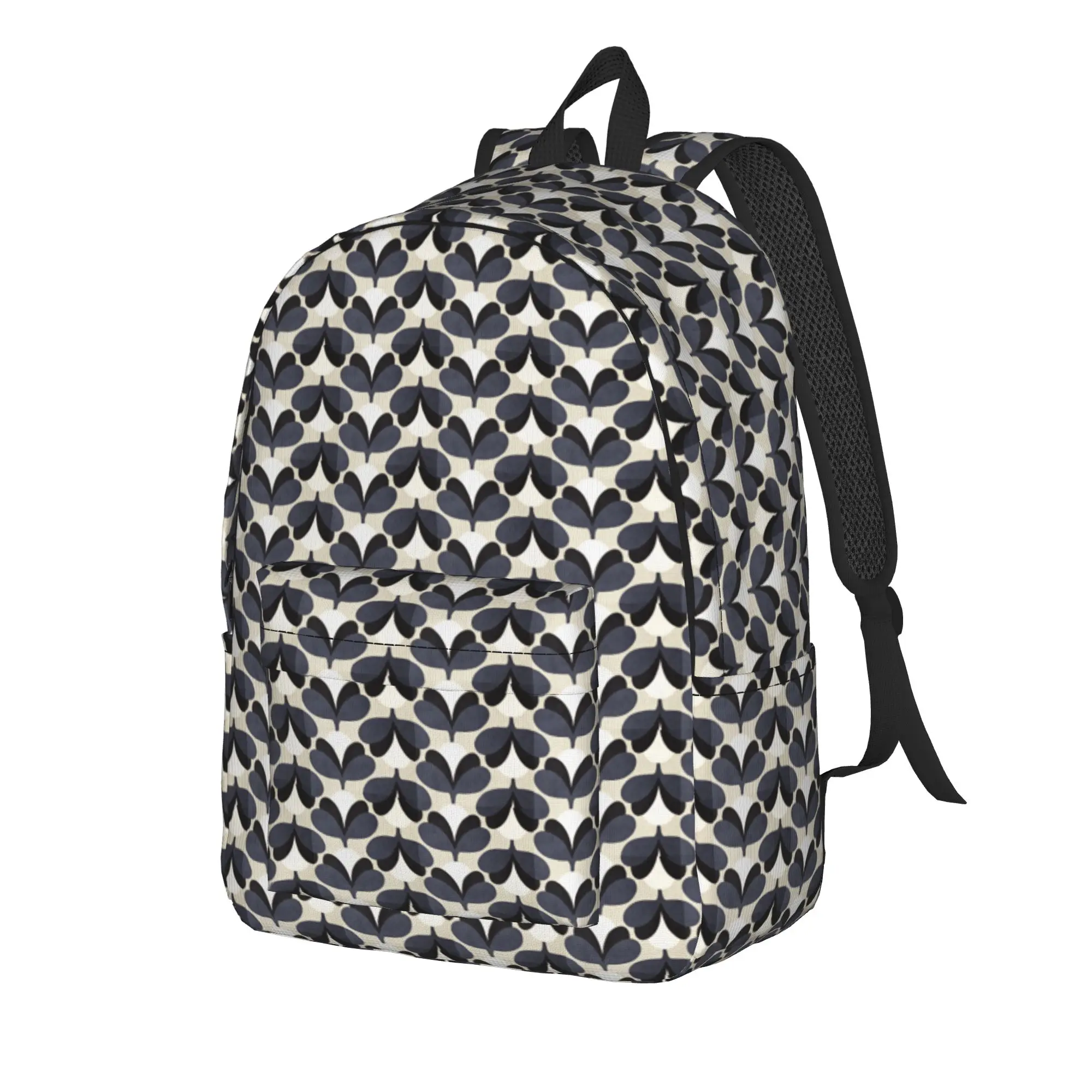 Dark Navy Abstract Petal Vintage Fabric Texture Pattern Backpack Men  Pattern Backpacks Polyester Funny School Bags Rucksack