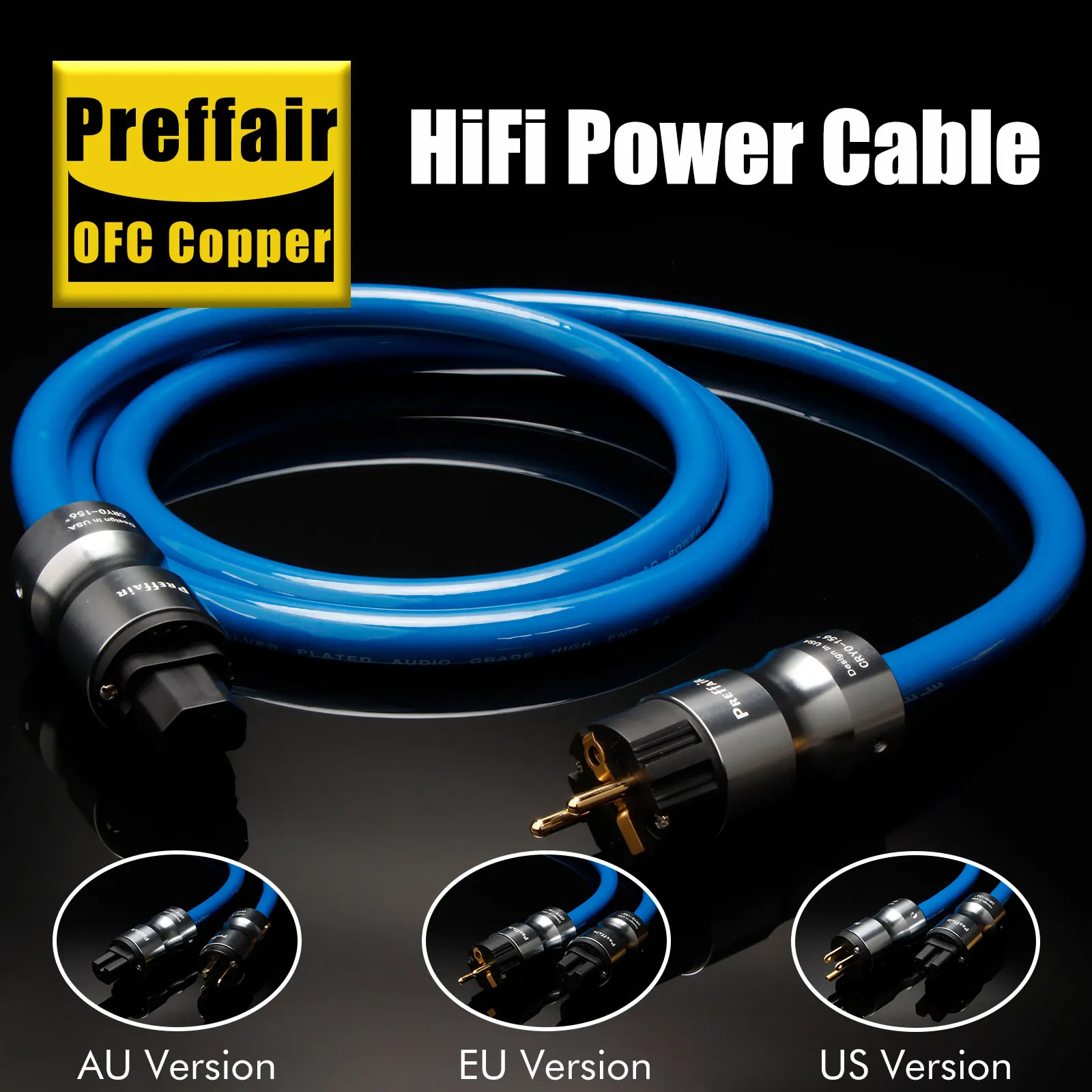 

Preffair D515 Audiophile Power Cable With Gold Plated P089 EU/AU/US Plug & IEC C15 Connector