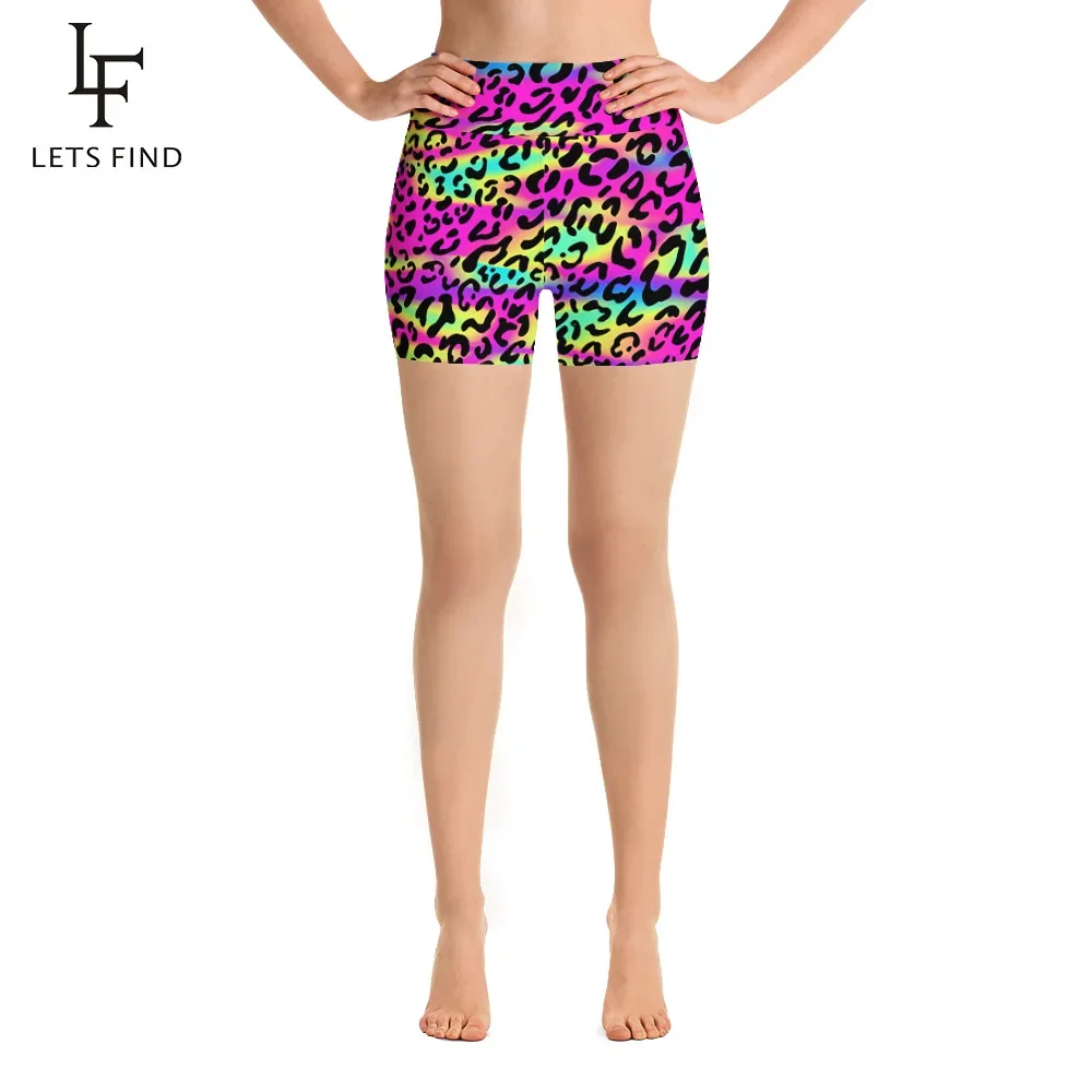 LETSFIND-pantalones cortos elásticos con estampado de leopardo para mujer, mallas deportivas de cintura alta para verano, novedad de 2019