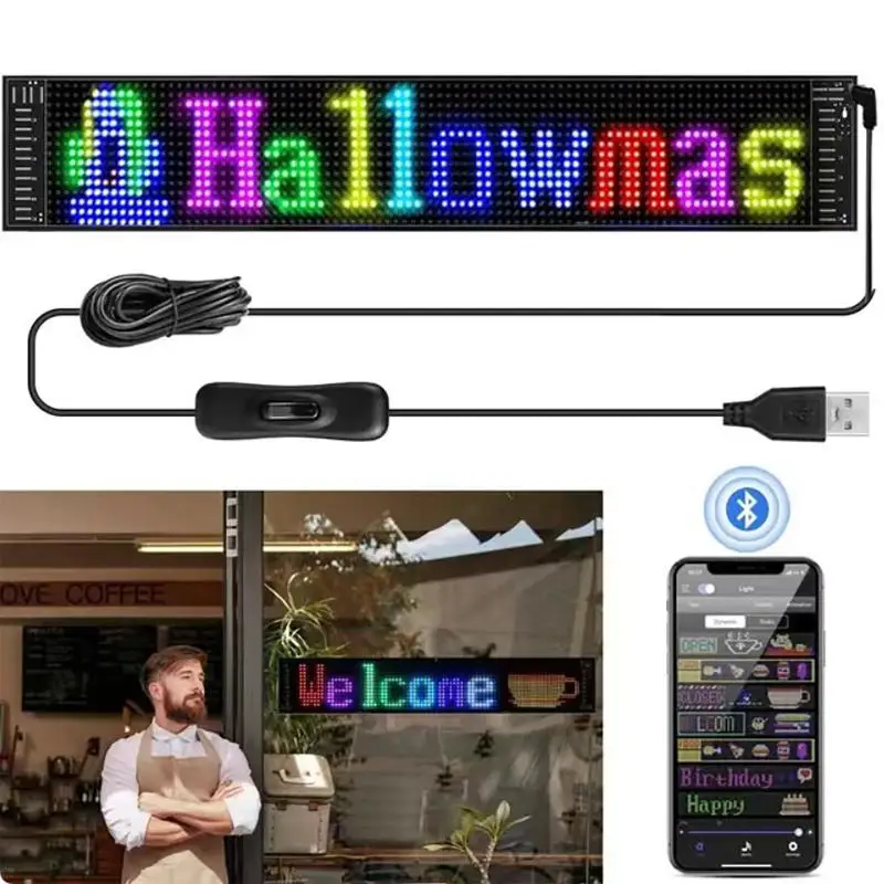 

LED Matrix Panel USB 5V Flexible LED Pixel Display Screen RGB Graffiti Pattern Message Display Bluetooth APP For Car/Shop/Sign