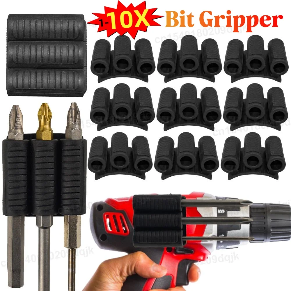 1-10X Bit Gripper Quick Change Tool Holster High Strength Adhesive Drill Add-on Driver Bits Side Holder of Power Drill Or Drive
