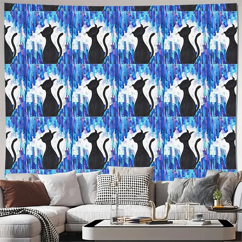 

Богемный гобелен, настенный готический домашний декор, темная академия, эстетический декор комнаты ведьмы, черный и синий фон, фестиваль колл