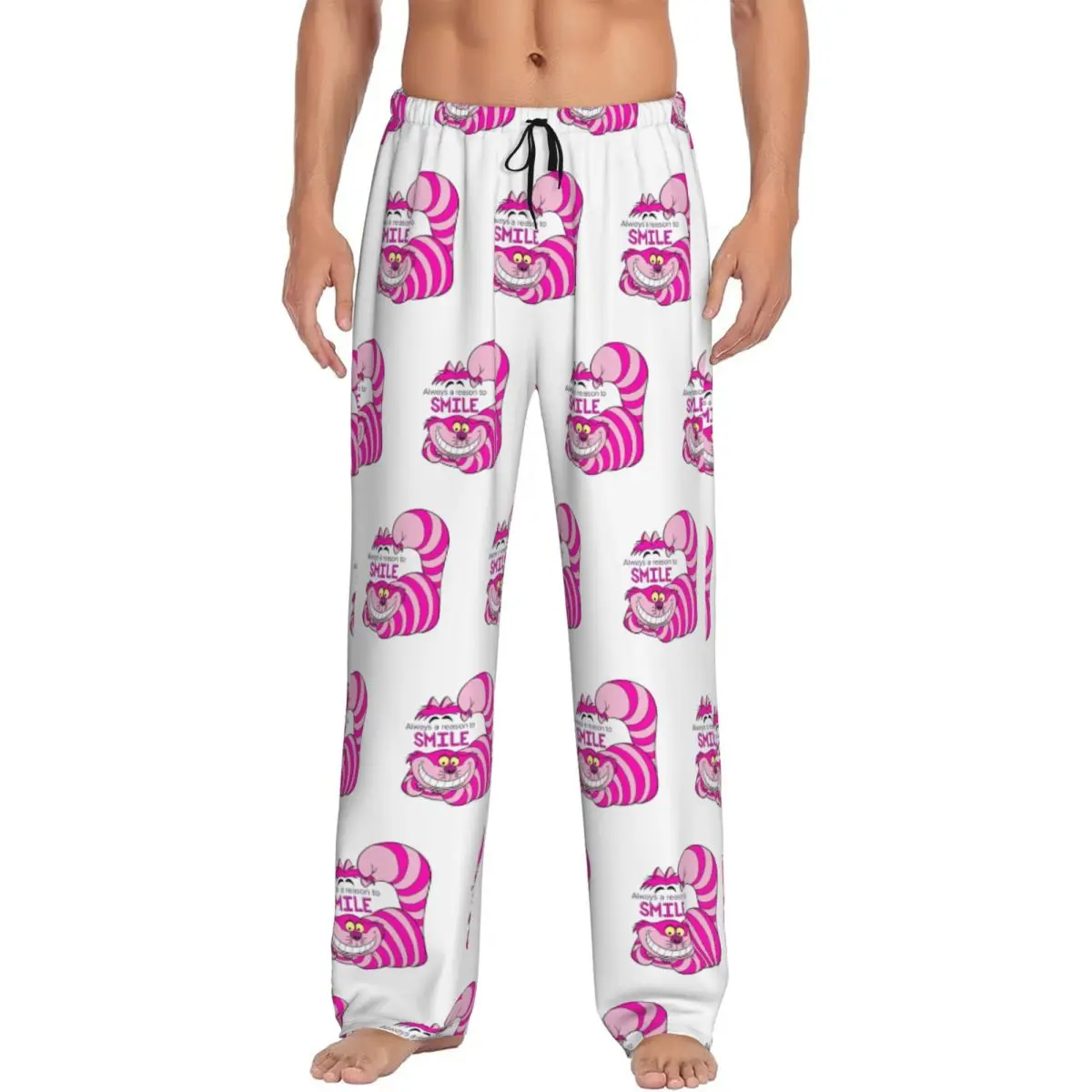 

Custom Printed Men's Alice In Wonderland Cheshire Cat Pajama Pants Sleepwear Sleep Lounge Bottoms with Pockets