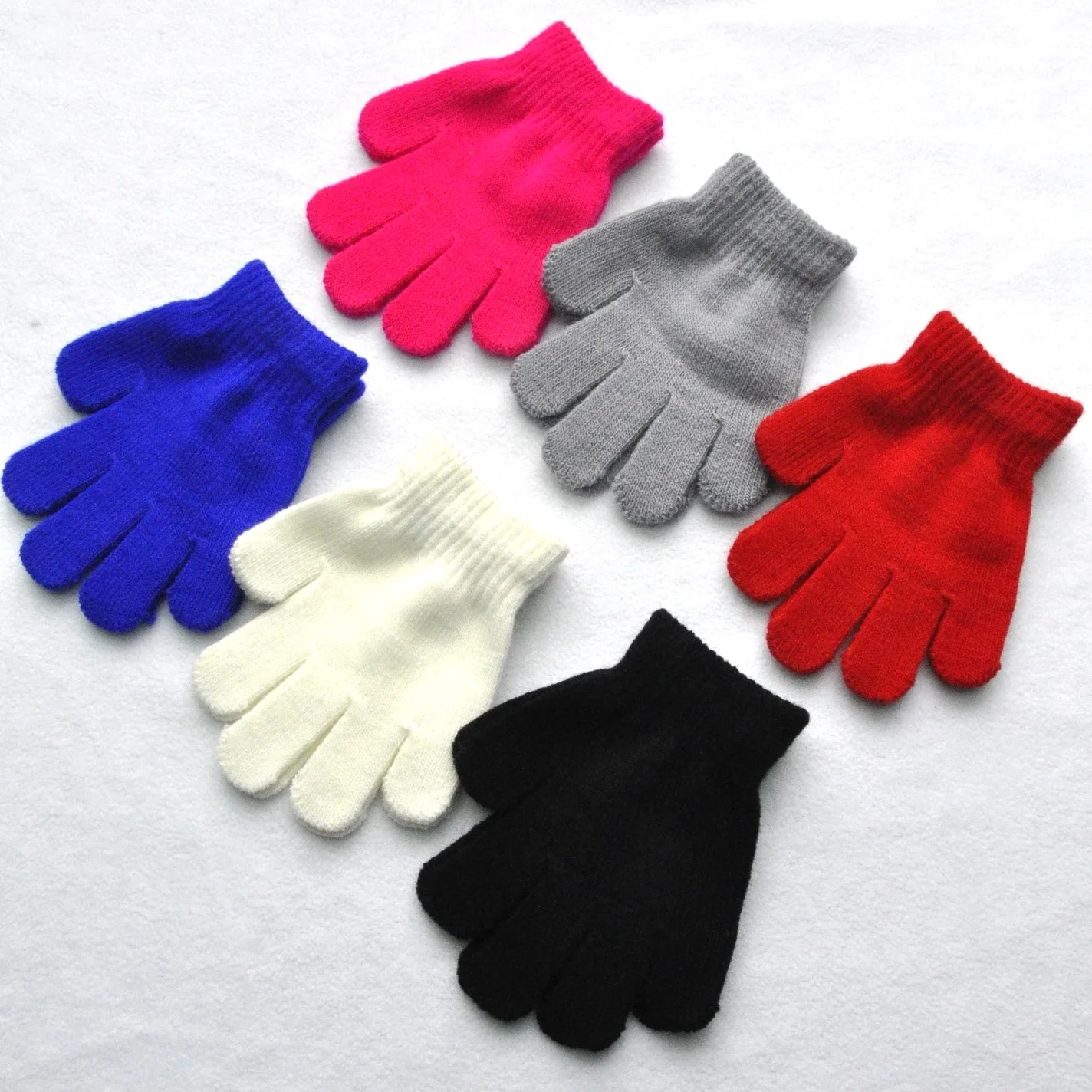 Children Knitted Gloves Winter Kids Pupil Student Solid Furry Full Finger Mittens Autumn Writing Warmer Hand For 3-7 Years Old