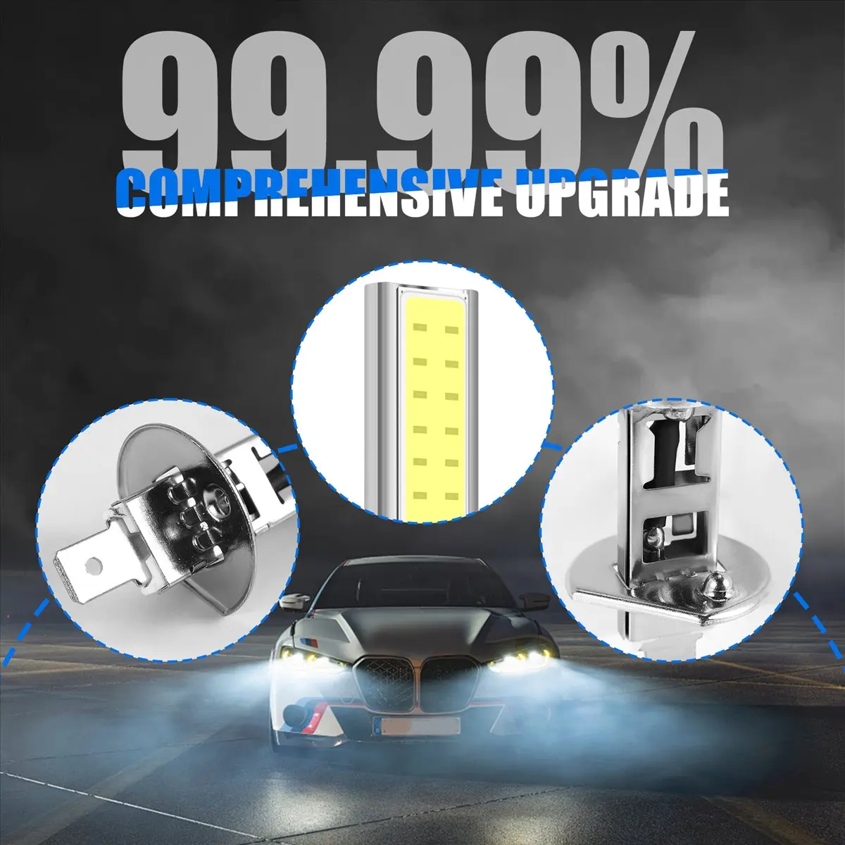 2X H1 ксеноновый белый 6000K 7,5 Вт COB светодиодный SMD DRL противотуманная фара основная в автомобильном освещении