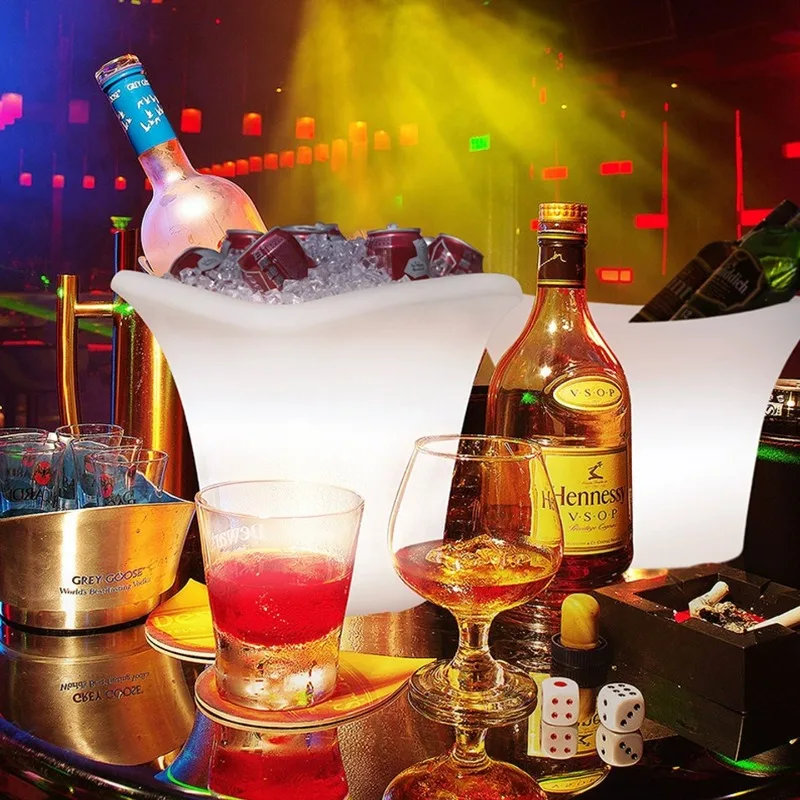 Luminous LED triangular ice bucket KTV bar ice bucket champagne bucket colorful remote control waterproof plastic red wine bucke