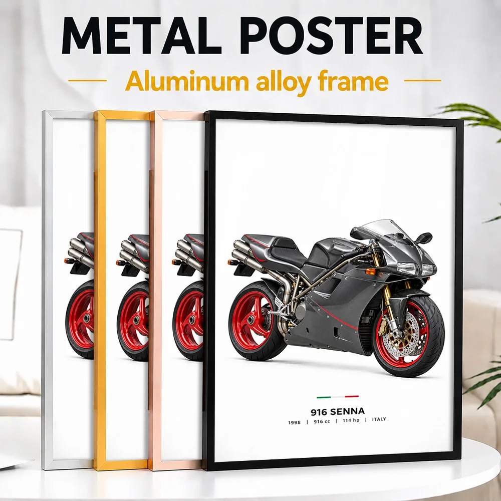 stampa-metallica-personalizzata-con-cornice-per-moto-916-senna-grigio-antracite-metallizzato-con-ruote-rosse-arte-da-parete-per-sala-giochi