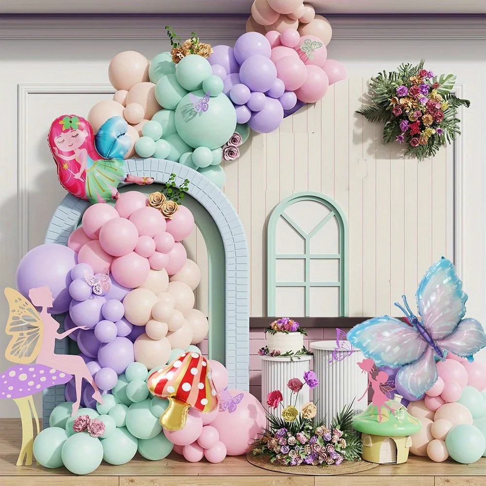 131PCS Fairy Tale Themed Balloon Wreath Set Suitable for Indoor/outdoor Decoration of Weddings, Birthdays, Summer Parties