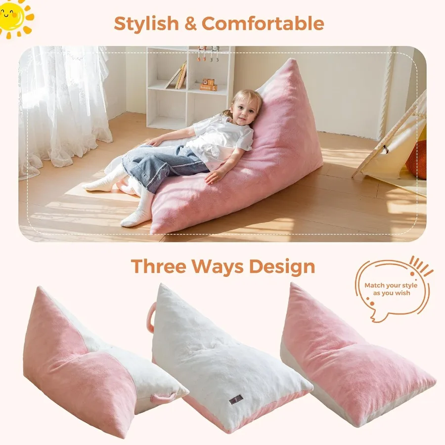 Fotel pufa wypełniony pianką o wysokiej gęstości dla chłopców i dziewcząt, dwukolorowy design, idealny fotel dla dzieci do grania i relaksu.