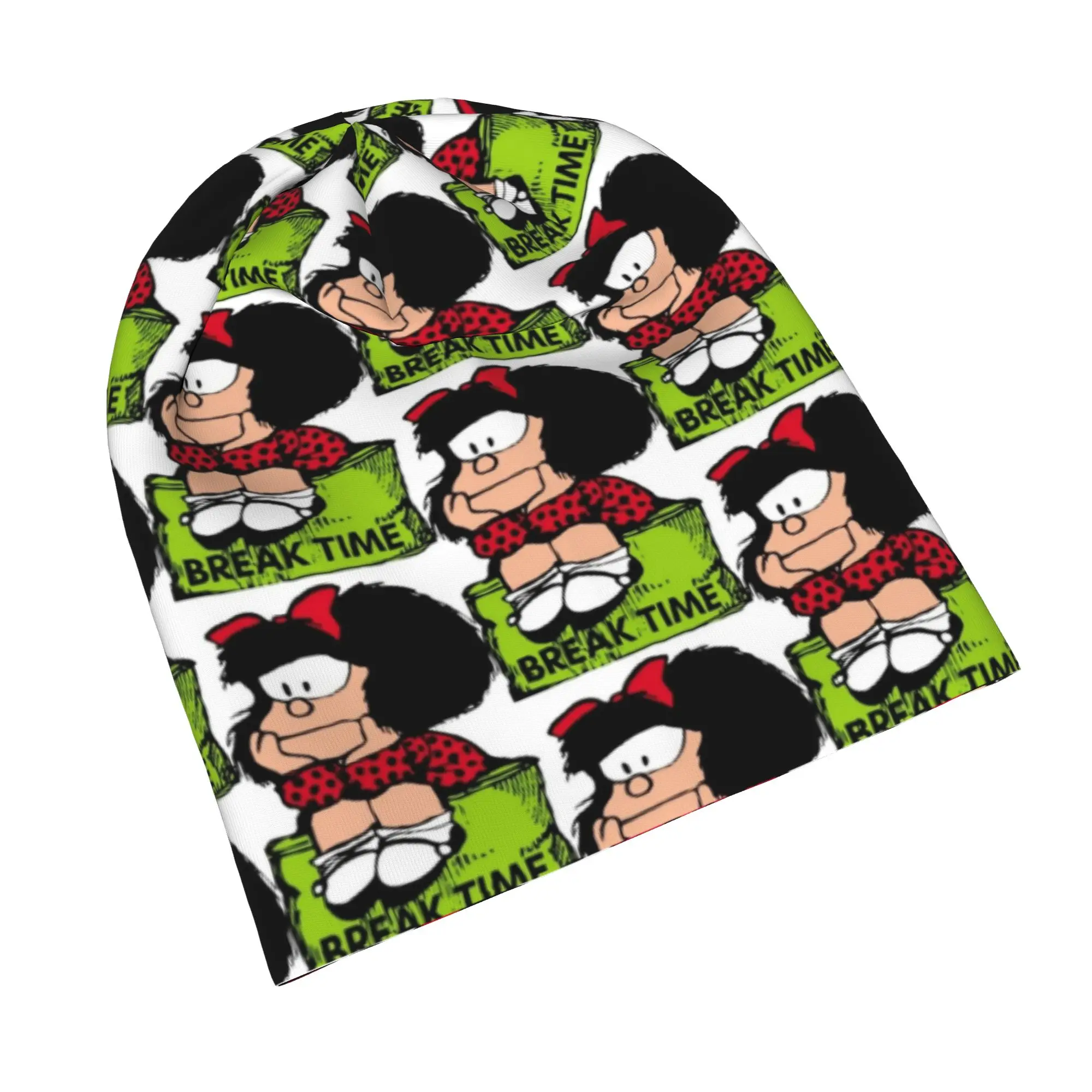 Mafaldas Break Time Sitting and Relaxing Position Cap   Unisex Street Skullies Beanies Hats Spring Warm Dual-use Bonnet Hats