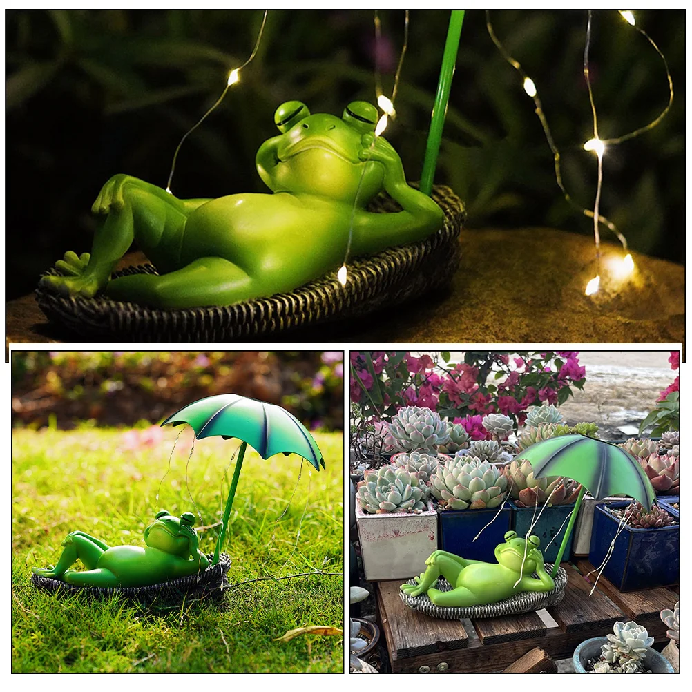 Adorable Frog Lamp Resin Outdoor Garden Decor Statue Animal Night Light Yard Lawn nament Portable Exquisite Craft Gift