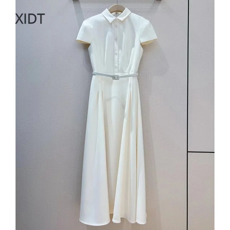 New 2024 Three dimensional bubble sleeve design, high-end feeling, light maturity, high set waist, slimming dress