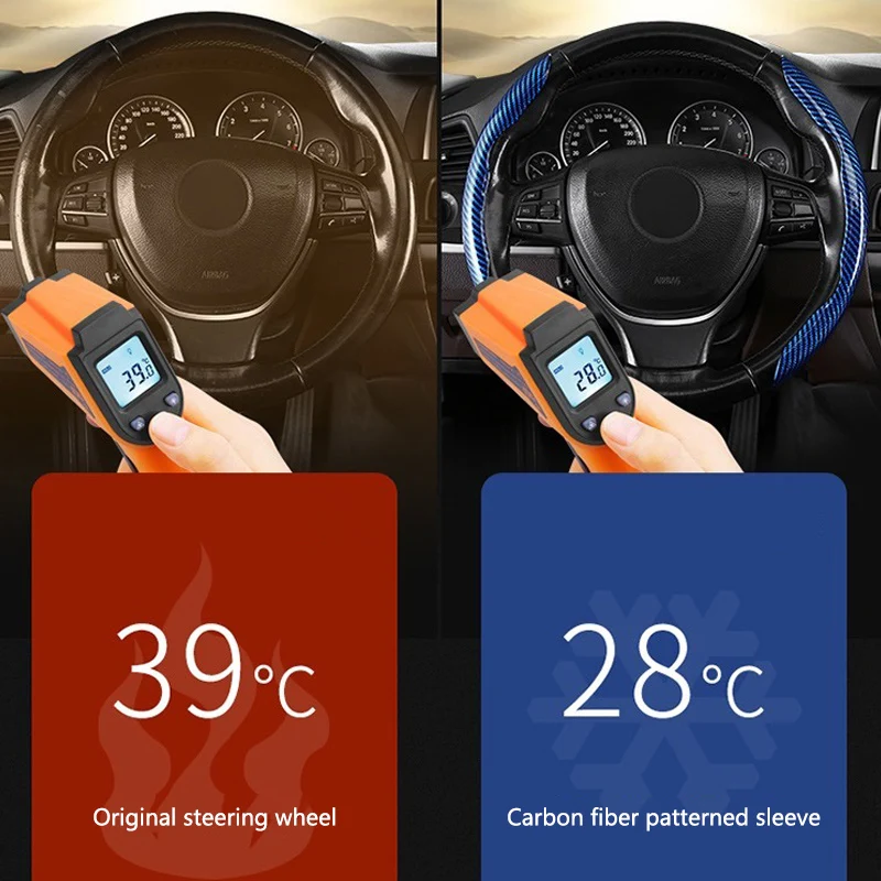 New Carbon fiber Car Steering Wheel Cover Non-slip Protector Sleeves For Mazda 2 3 6 BM GJ CX-5 CX5 KE KF CX-3 CX7 CX-8 Style