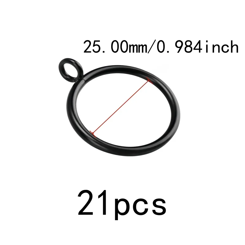 21 pcs 25mm Metal Window Curtain Rings with Easy Install, ideal for Bathroom Shower Panel and Home Fabric Hanging, Black