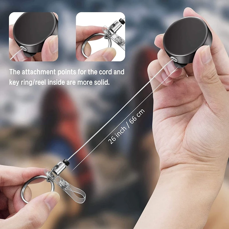 Cabos de crachá retráteis com clipe, titular do cartão, cartão de identificação, chave, 2pcs