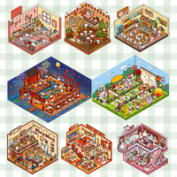 Cartoon Multi Scene Sticker Collection DIY Sticker Pocket Cabin Scene Stacking Pasting Christmas Birthday Gift for Kid Child