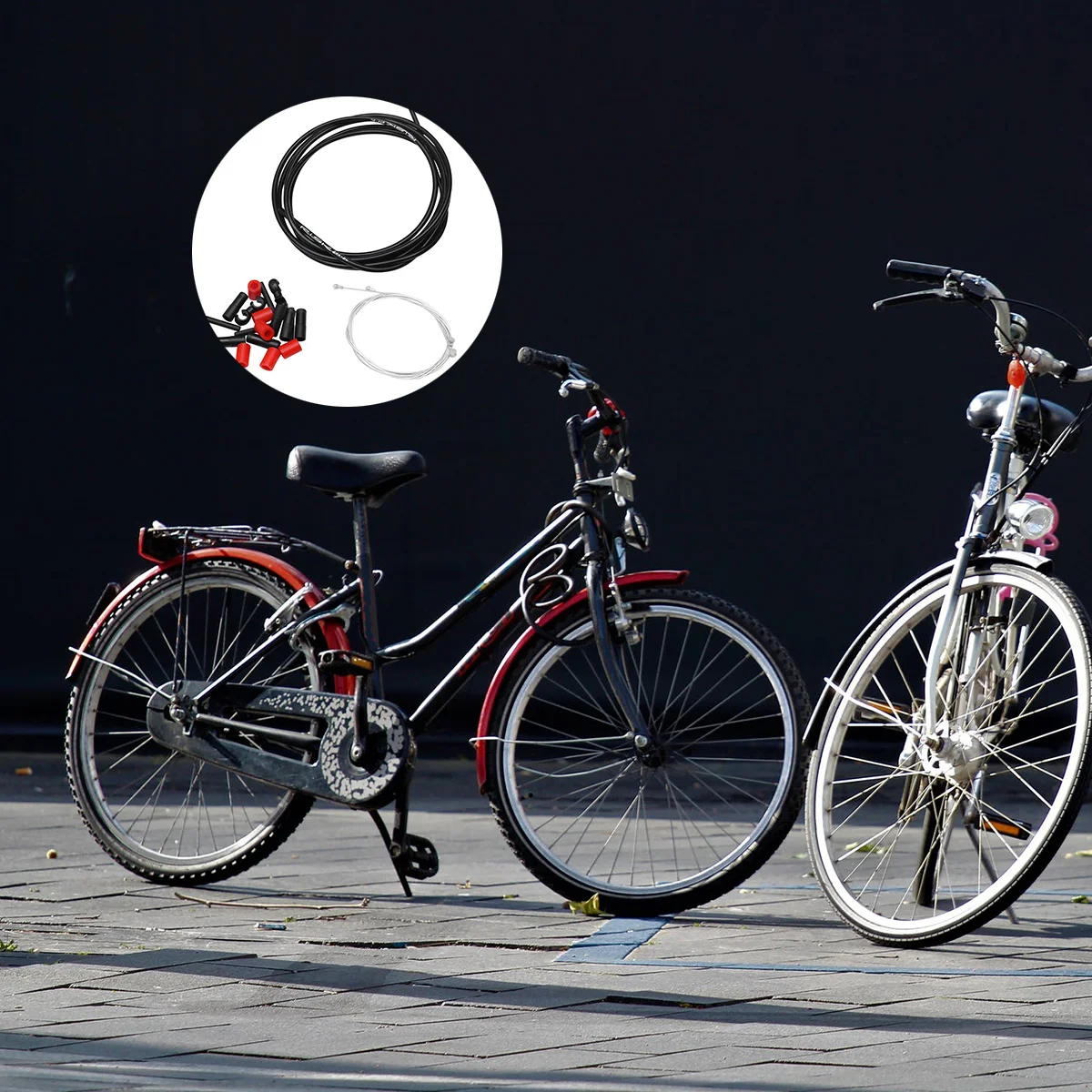 

Bike Brake Cable Set 1 Wire Tube 1 Front Rear Inner Cable 6 Caps 2 Buckles 4 Derailleur Line Cap Spiral Steel Durable