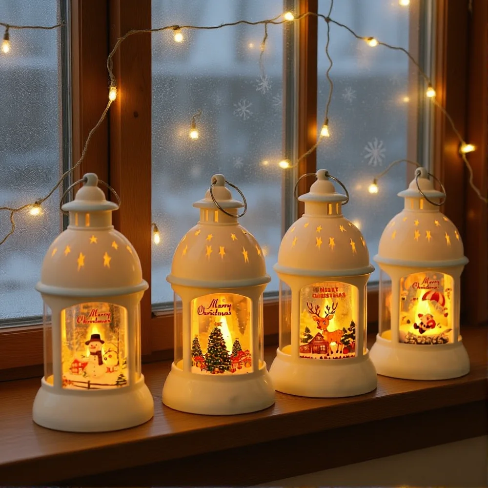 Christmas Desktop Ornaments Mini Led Night Lamp Portable Handle Electric Santa Claus Merry Christmas Lantern New Year Gift