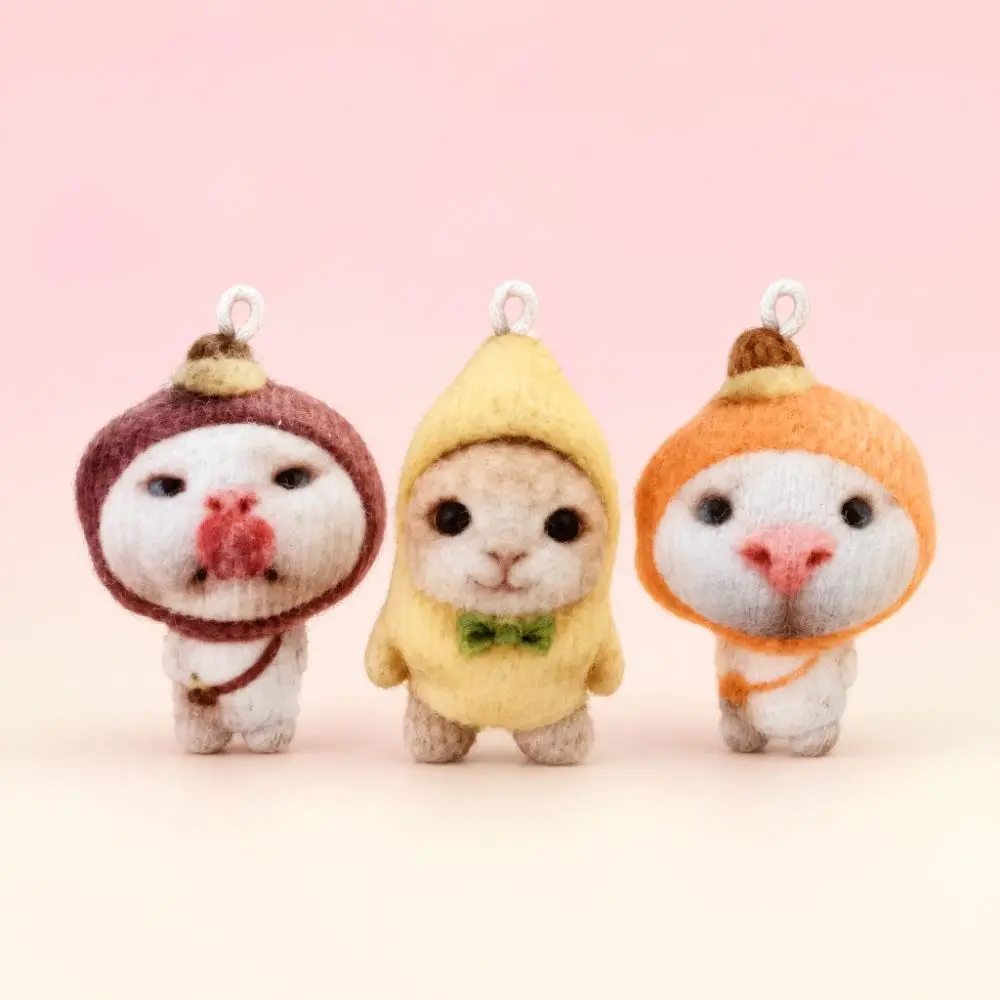 Banana Orange Fruits Cat Keychain Stuffed Animal Simulation Cat Plush Keyring Hanging Ornament Mini Cat Pendant Adults Kids