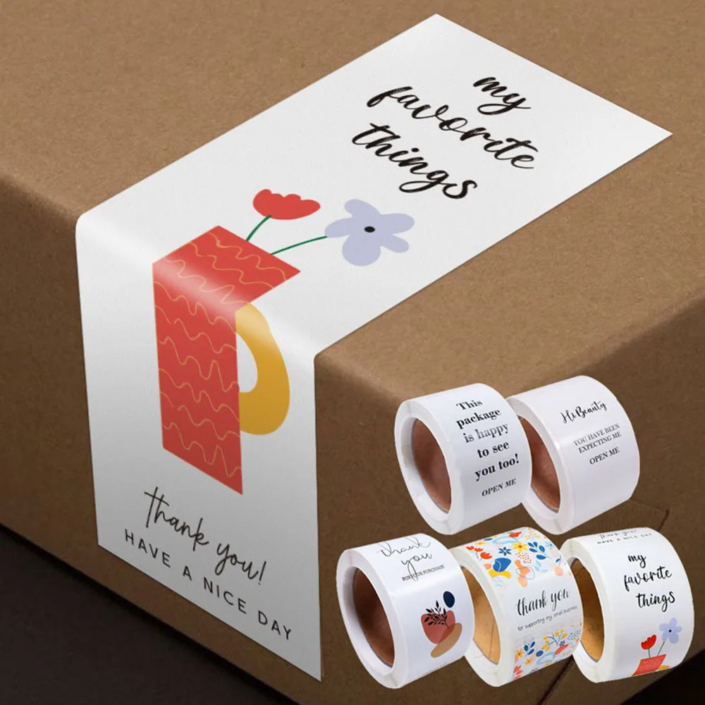100pcs/roll Thank You Sticker Gift Box Sealing Minimalist Sticker Labels Business Gift Decor Sticker Packaging Decoration