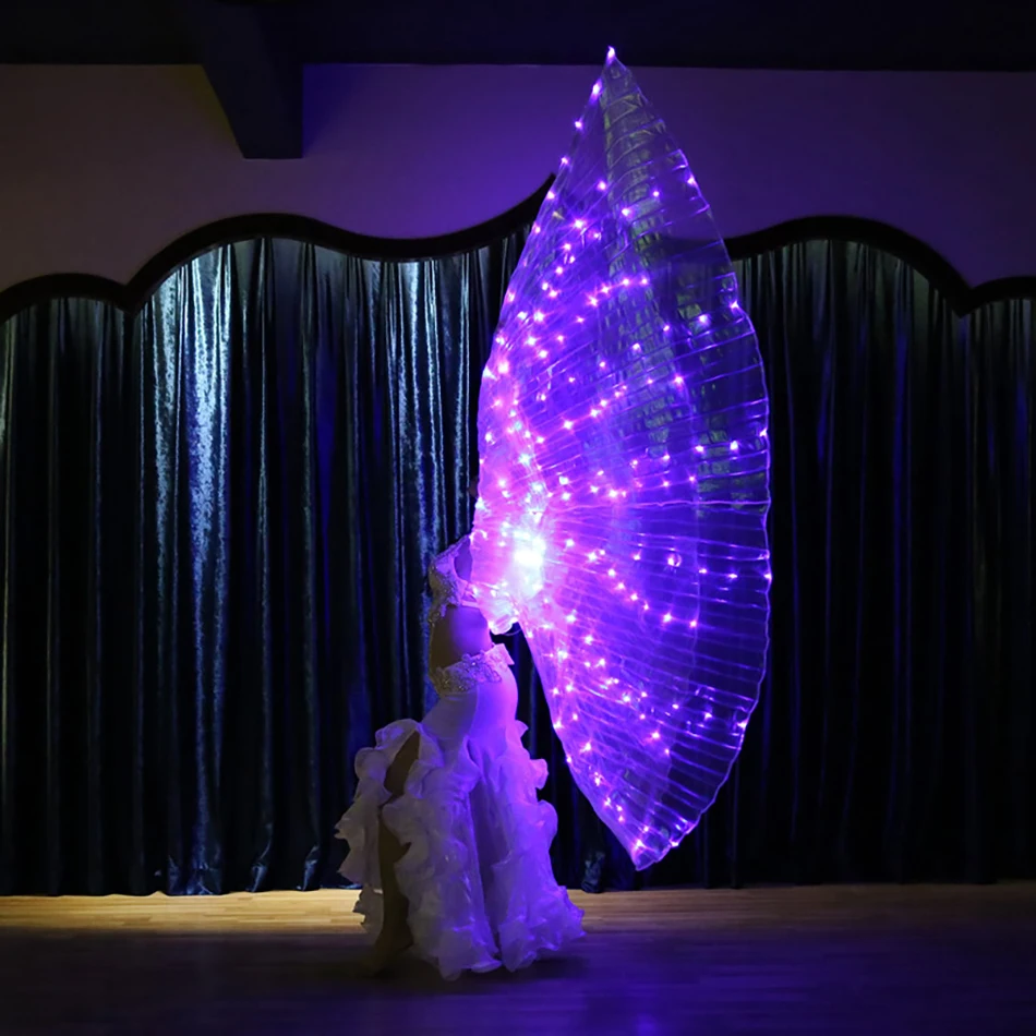 Buikdansaccessoires 145 Cm Isis Vlinder Led Wing Voor Volwassen Witte Vleugels Podium Carnaval Dans Rekwisieten Met Stokken