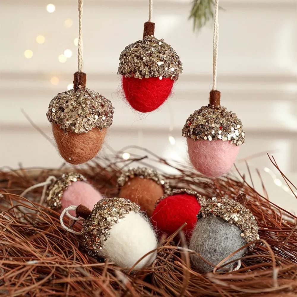 Ornament Christmas Tree Decor Hanging Pendant Gifts Wool Felt Acorn Pine Pendant Small Christmas Tree Pendant New Year view 2