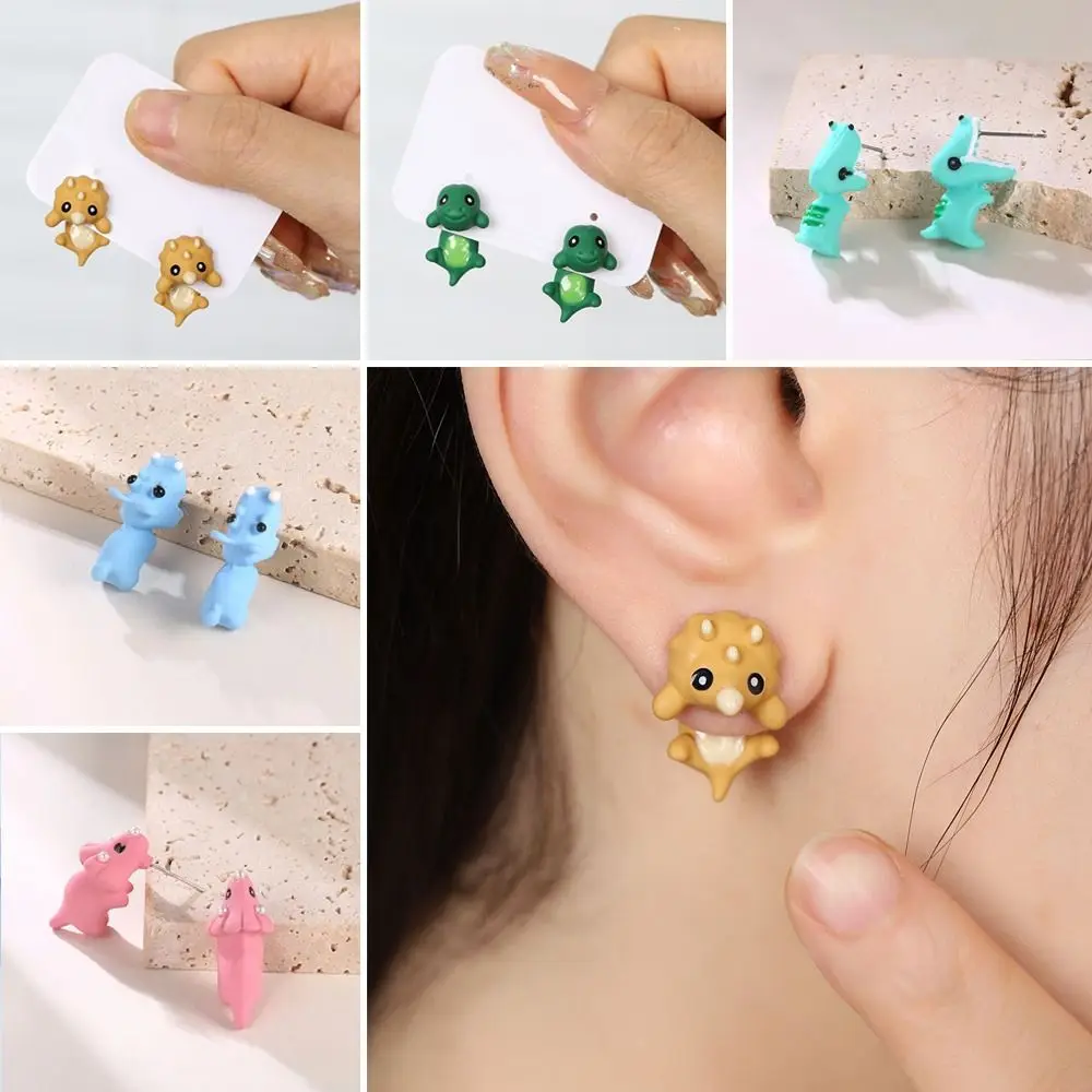 Cute Metal Cartoon Animal Biting Stud Earrings Hippo Dog Whale Dinosaur Bite Earring Whale Earrings Women