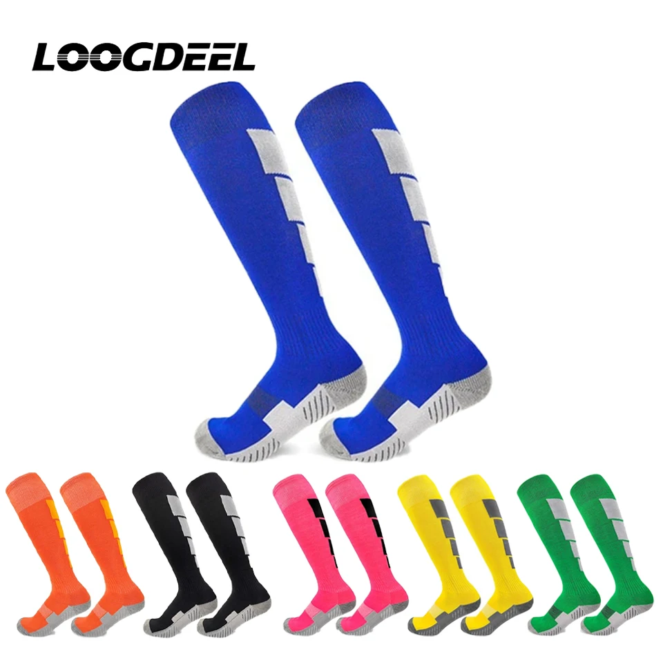 

Loogdeel Long Tube Anti-Slip Soccer Socks Towel Bottom Breathable Football Socks Adults Kids Sport Knee High Non-Slip Sock
