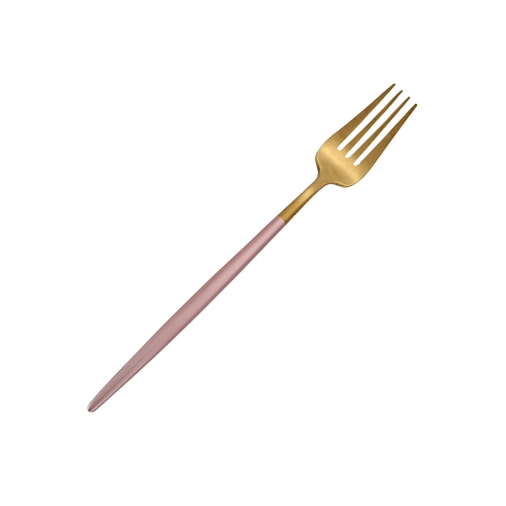 

Stainless Steel Pink and Golden Forks Mirror Polished Dinner Forks for Western Food Fruit Cake Serving
