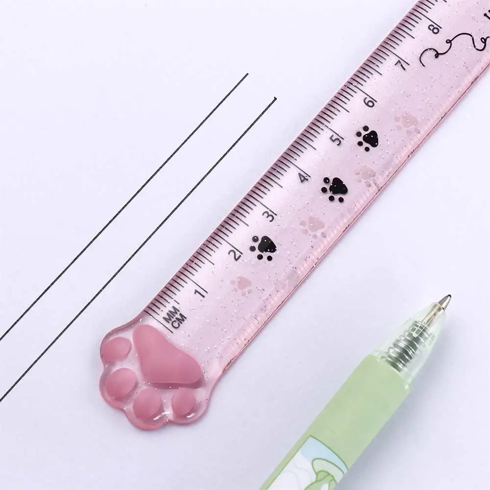 Students Cute Stationery Kids Gifts Painting Plastic Cats Claw Ruler Straight Ruler Scale Ruler Measuring Ruler